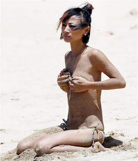 bai ling topless with hard nipples on the beach scandalpost