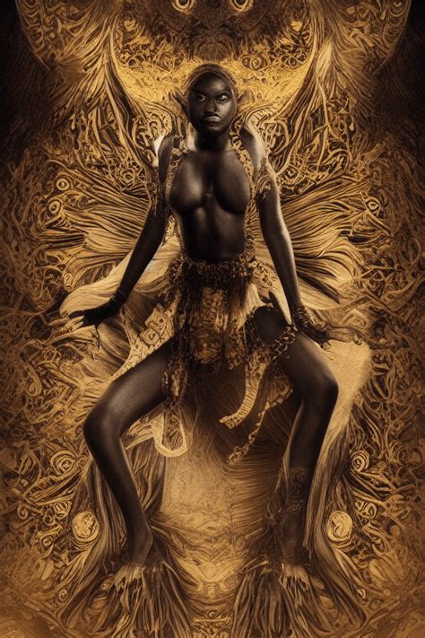 fantasy poster dark skin full body hyperdetailed creative fabrica