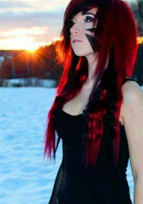pin by kyle harris on emo punk goth red scene hair