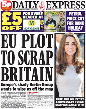 tabloid  express front page headline  scrapping britain