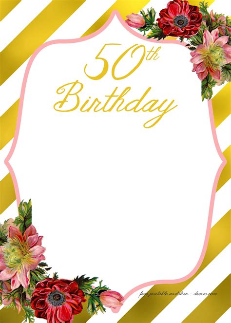 adult birthday invitations template for 50th years old and up free printable birthday