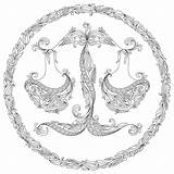 Zodiac Libra Mandala sketch template
