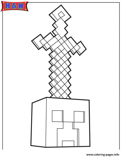 minecraft sword  head coloring pages printable