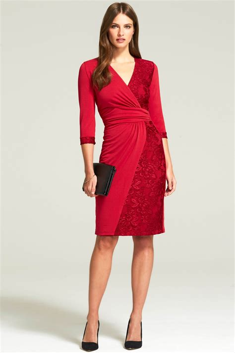 buy hotsquash red lace detail jersey wrap dress from the next uk online