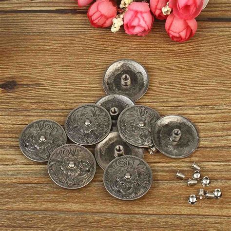 10pcs 30mm metal concho buttons snap fastener for clothing
