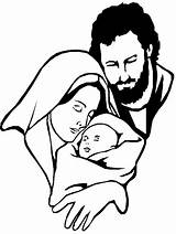 Jesus Mary Clipart Family Baby Joseph Coloring Holy Clip Mother Pages Drawing Line Birth Cliparts Kids Virgin Christmas Library God sketch template