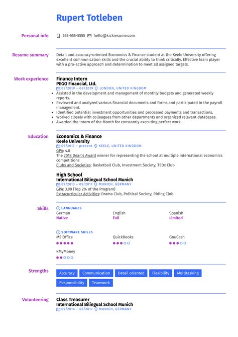 university student cv template kickresume