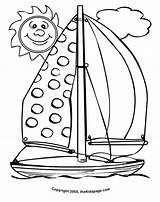 Coloring Sailboat Colouring Pages Sheets Sheet Kids Sunny Cartoon Printable Summertime Clipart Smiling Sun Cliparts Preschool Thekidzpage Sail Clip Popular sketch template