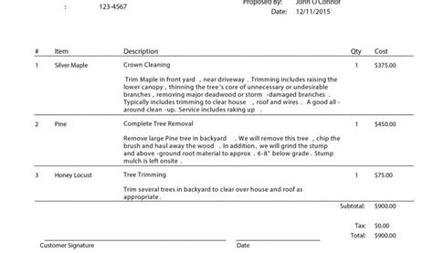 printable tree removal contract template sample   contract