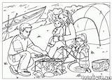 Coloring Colorkid Family Pages Campfire Summer sketch template