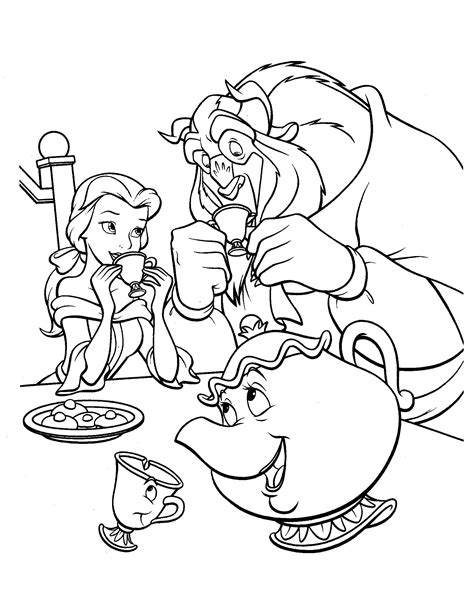 beauty   beast belle eating  coloring pages  kids cji