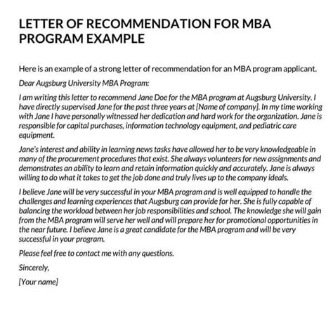 examples  mba recommendation letter