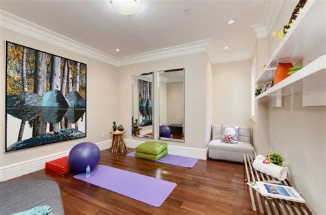 colorful  calming yoga room design decorilla