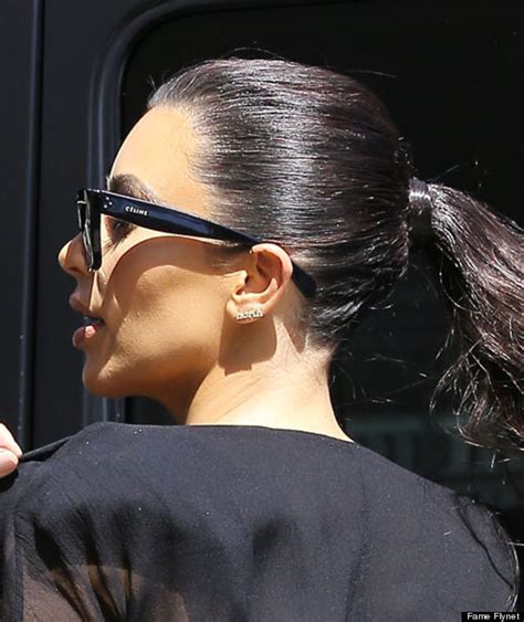 Kim Kardashian Steps Out In A Leather Skirt And North Earring Huffpost