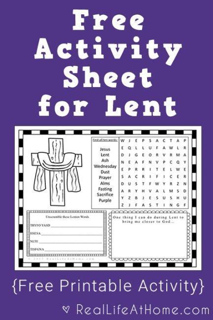 ash wednesday  lent activity page printable holy week activities