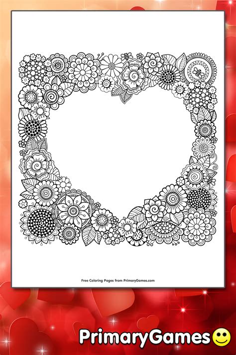 heart frame coloring page printable valentines day coloring