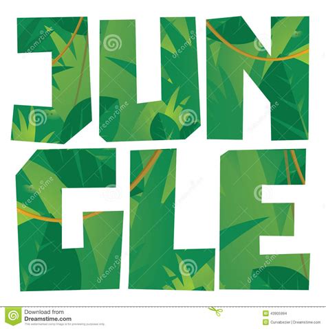 Word Jungle Over Green Rainforest Stock Image