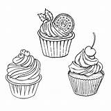 Cupcakes Coloriage Gateaux Dégustation Trois Tegning Justcolor Coloriages Pintura Nggallery sketch template