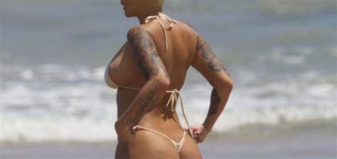 celebrity amber rose s big ass in tiny bikini thong celebs unmasked