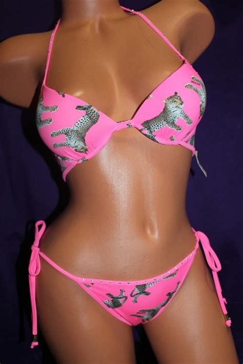 xs    victorias secret pink push  bra bikini set swim beach bling ebay