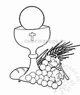 Eucharist Bread Wine Symbol Template Coloring sketch template