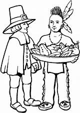 Coloring Pilgrim Sheets Thanksgiving Pages Pilgrims Printable Kids Printables Native American Indian Book Indians First sketch template
