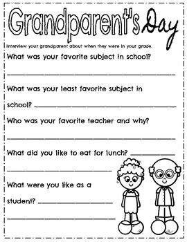 grandparents day activities  life   library tpt