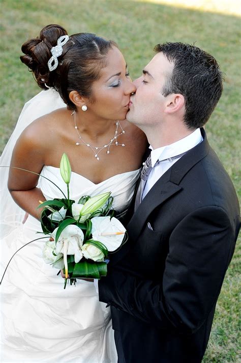 beautiful interracial couple on their wedding day love wmbw bwwm