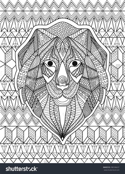 detailed drawing  wolf coloring page stock vector illustration