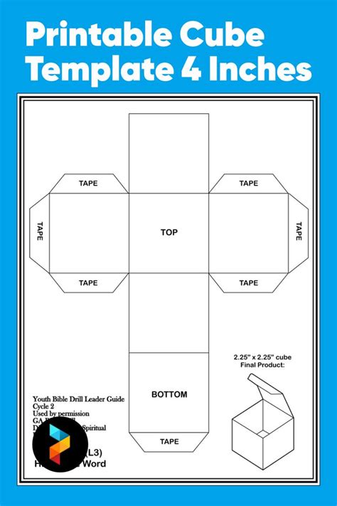 printable cube template  inches   cube template templates cube