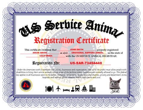 registration application  service animal registry