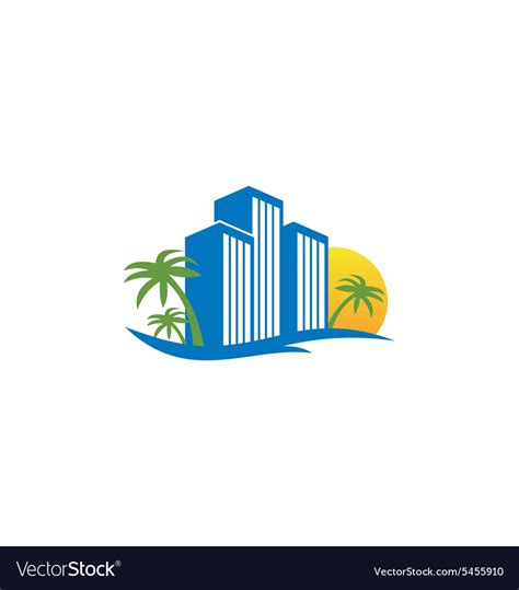 hotel resort beach travel logo royalty  vector image