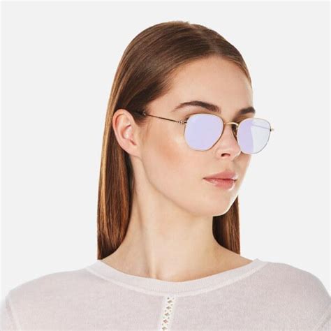 ray ban rayban hexagonal metal frame sunglasses in metallic lyst