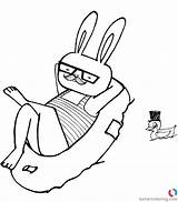 Coloring Pages Hipster Rabbit Printable Adults Kids sketch template