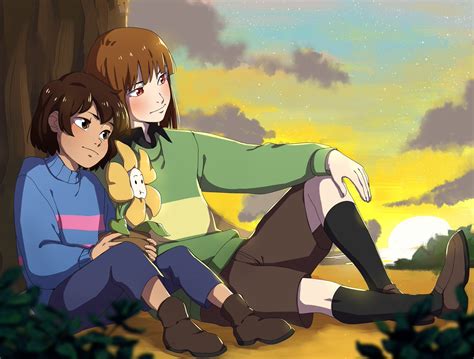 Benteja On Twitter Frisk Chara And Flowey Chilling Out