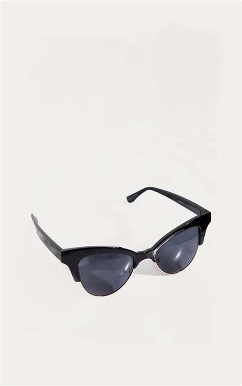 black retro pointy cat eye sunglasses prettylittlething