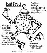 Time Coloring Change Fall Pages Back Daylight Savings Word Printables Search Kids Reminder Printables4kids Activities Printable Spring November Worksheets Saving sketch template