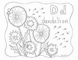 Coloring Alphabet Dandelion Letter Nature Homeschool Wishes sketch template