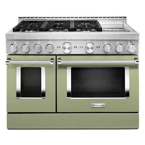 kitchenaid    cu ft smart double oven commercial style gas range  griddle