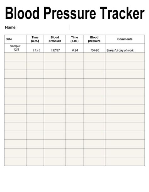 blood pressure chart printable