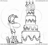 Coloring Line Cartoon Cake Birthday Guy Clipart Hungry Drooling Illustration Over Royalty Toonaday Rf Ron Leishman sketch template