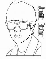Bieber Justin Coloring Sunglasses Wearing Pages Color Print Netart Printable Getcolorings sketch template