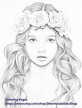 Coloring Pages Book People Grayscale Adult Drawings Fairy Sketches Girl Print Amazon sketch template