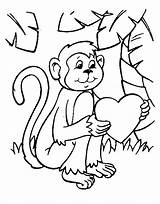 Coloring Monkey Valentines Bojanje Stranica Valentinovo Monkeys Piksel Majmun Everfreecoloring sketch template