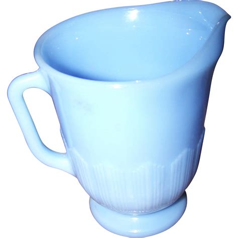 Collectible Vintage Blue Delphite Glass Milk Pitcher Pyrex Pie Crust
