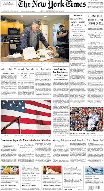 the new york times in print for tuesday may 28 2019 the new york times