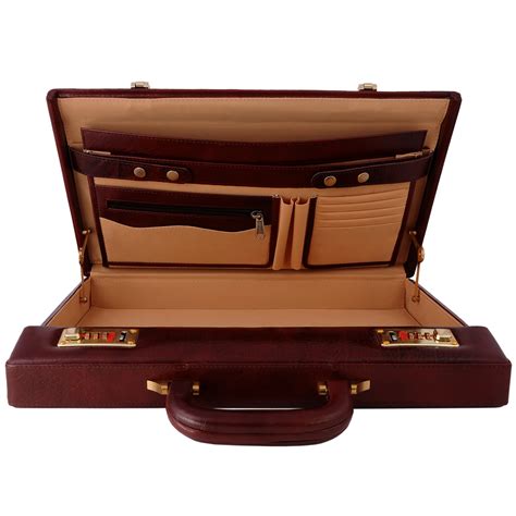 zint genuine leather vintage style hard briefcase slim design zint leather goods