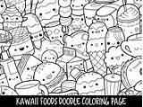 Kawaii Coloring Pages Doodle Cute Printable Foods Food Print Girls Adults Kids Etsy Book Colouring Unicorn Color Adult Animal Colorin sketch template