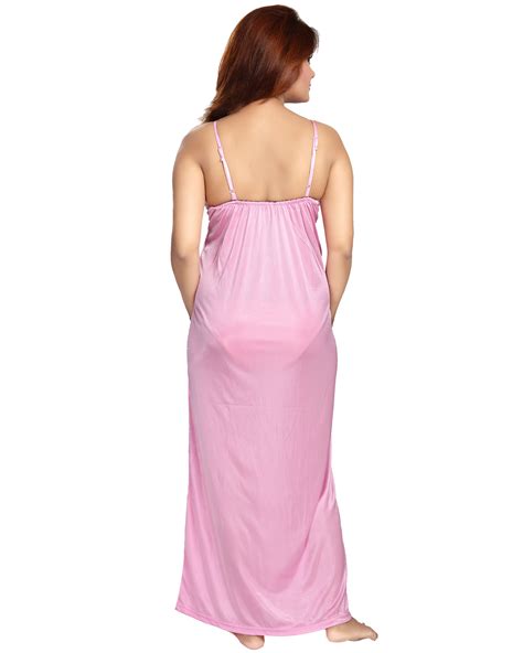 buy be you women satin lace nighty with robe pink free size online