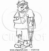 Injured Cartoon Sling Clipart Crutch Outlined Boy Djart Royalty Vector Hospital Illustration 2021 sketch template